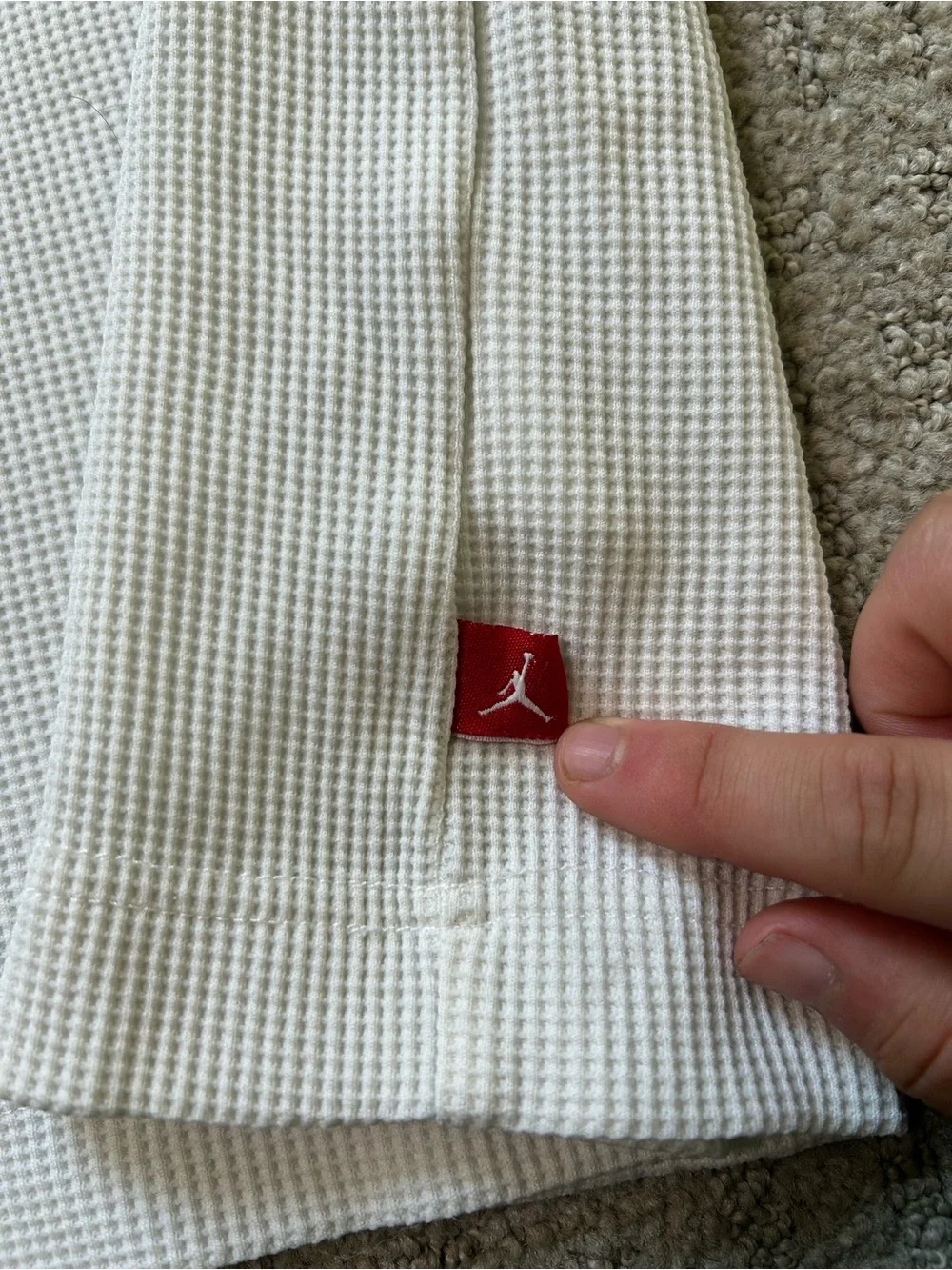 Vintage Air Jordan White/Red Waffle Knit Long Sleeve Mens  3XL Top - Y2K Grail